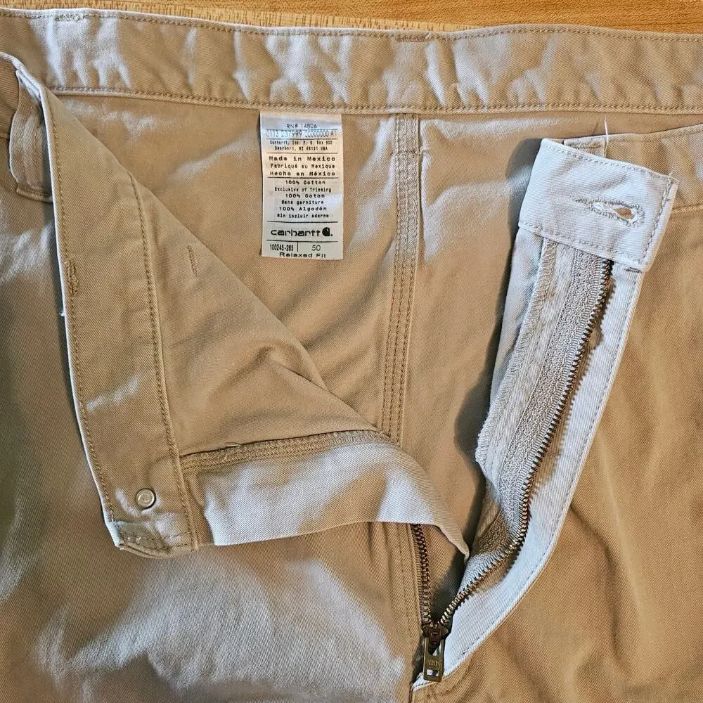 CARHARTT 100245-285 Tan CARPENTER Cargo SHORTS Khaki Men's 50 Relaxed Fit Cotton